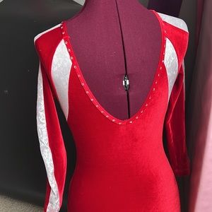 Red velvet leotard